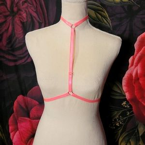 Strappy Harness with Adjustable Elastic Straps Hot Pink NWOT